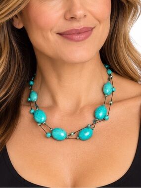 Dabby Reid Turquoise Colored Beaded Necklace